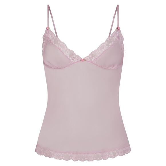 Skims Lace Triangle Silk Camisole Iris Mica Multi Large 12-14 100% Silk Purple - Picture 6 of 14